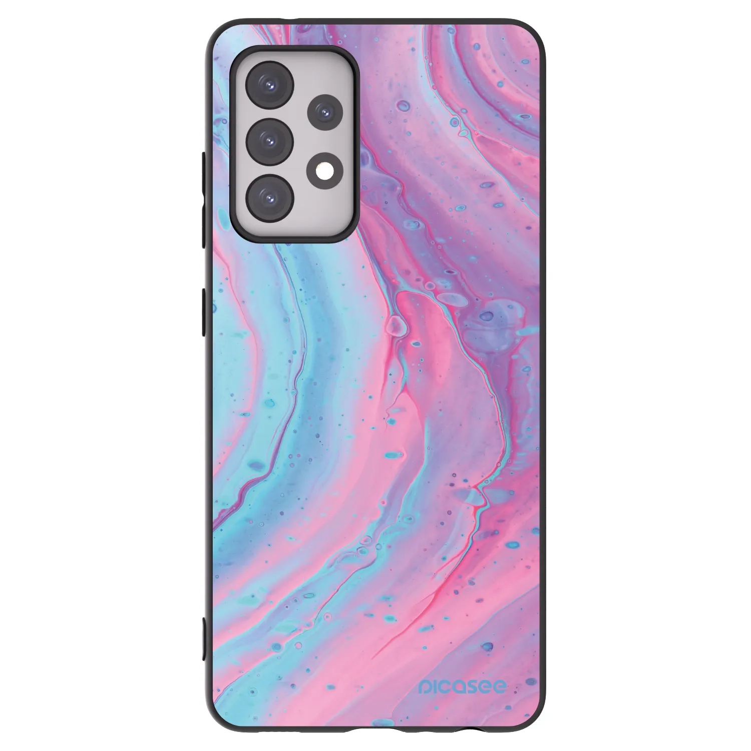 Picasee silikonový černý obal pro Samsung Galaxy A52 5G A525F - Pink liquid