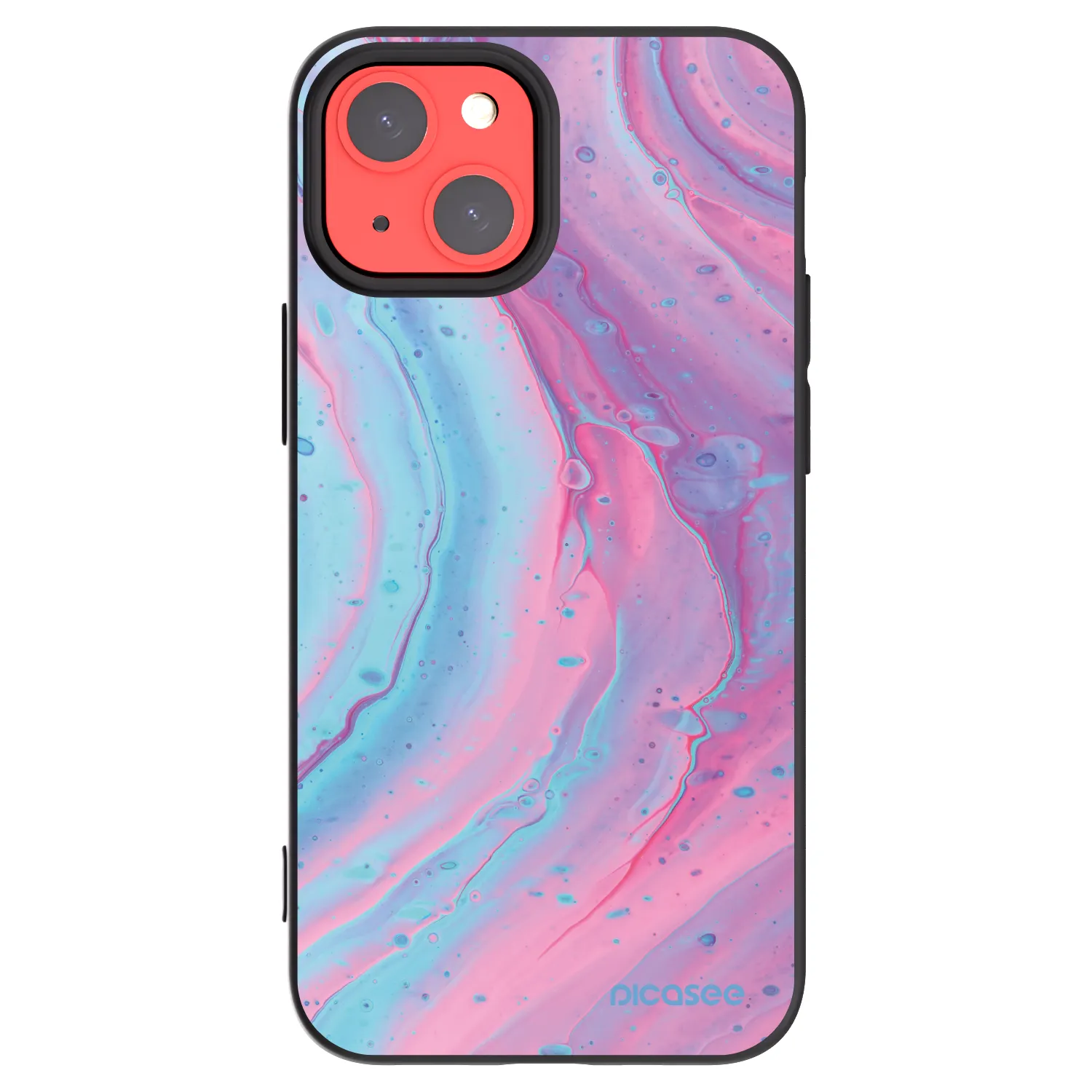 Picasee silikonový černý obal pro Apple iPhone 13 mini - Pink liquid