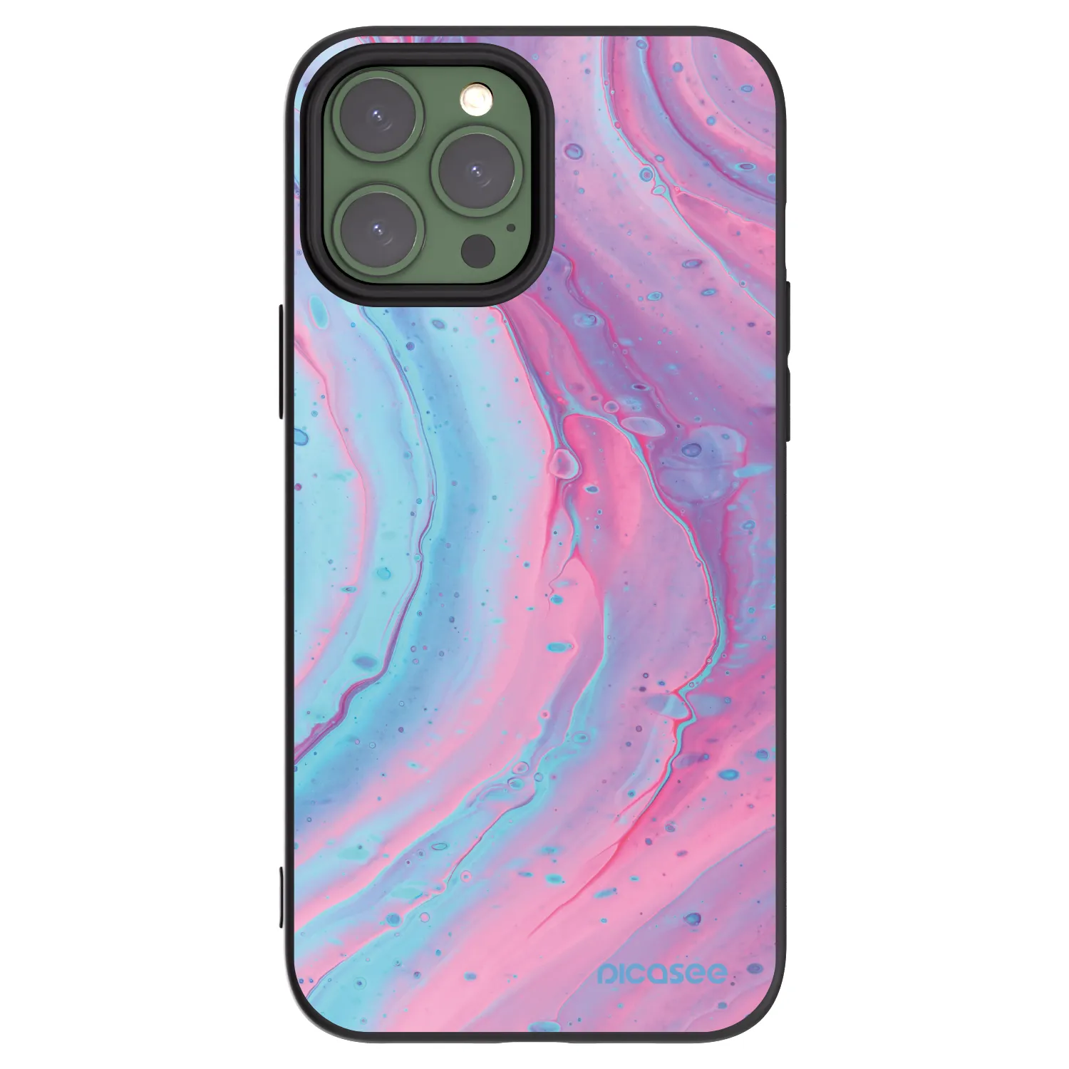 Picasee silikonový černý obal pro Apple iPhone 13 Pro Max - Pink liquid