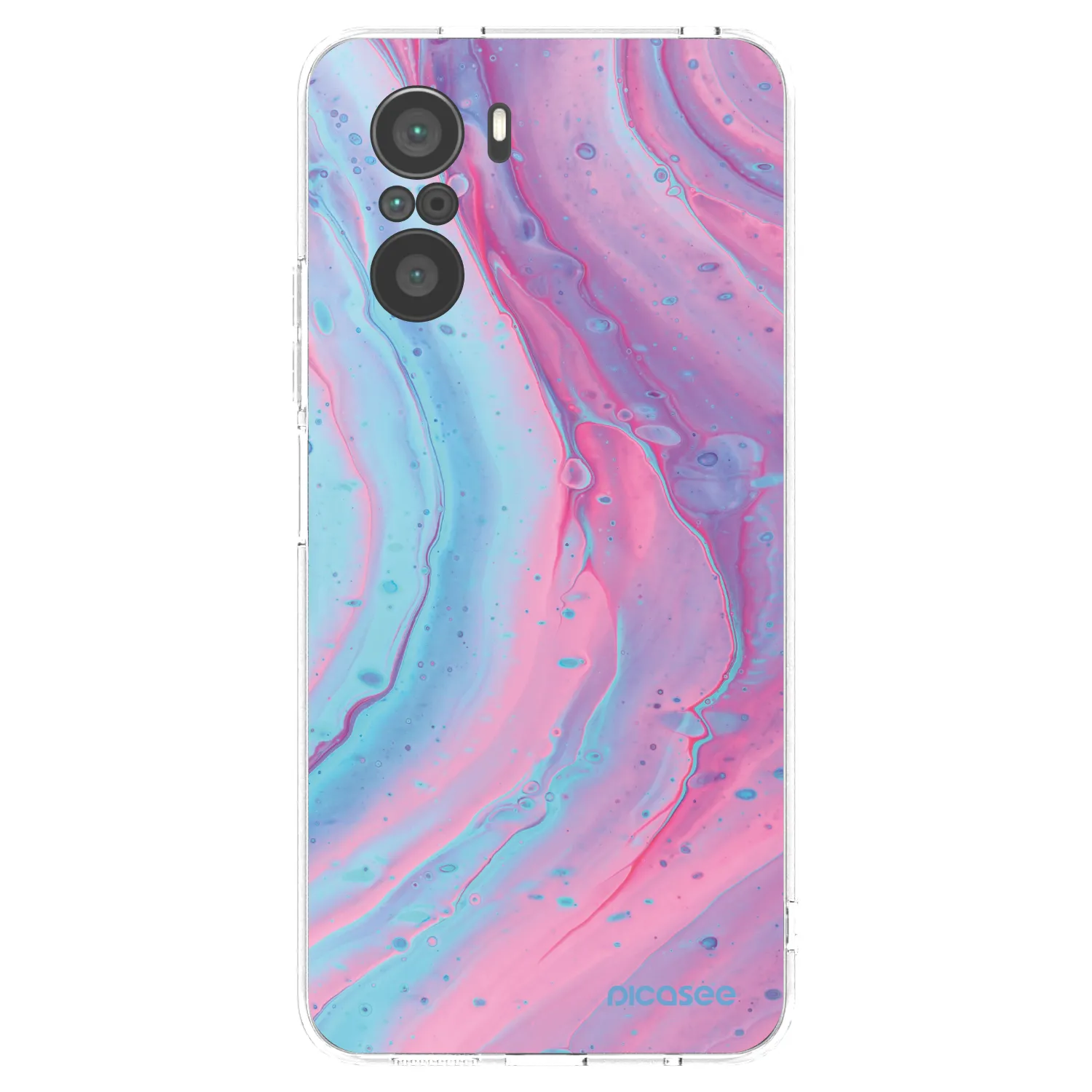 Picasee silikonový průhledný obal pro Xiaomi Poco F3 - Pink liquid