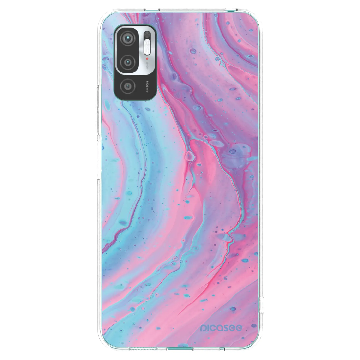 Picasee silikonový průhledný obal pro Xiaomi Redmi Note 10 5G - Pink liquid