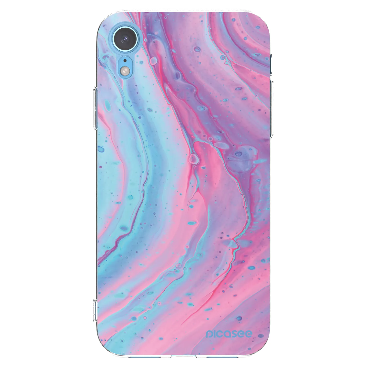 Picasee silikonový průhledný obal pro Apple iPhone XR - Pink liquid