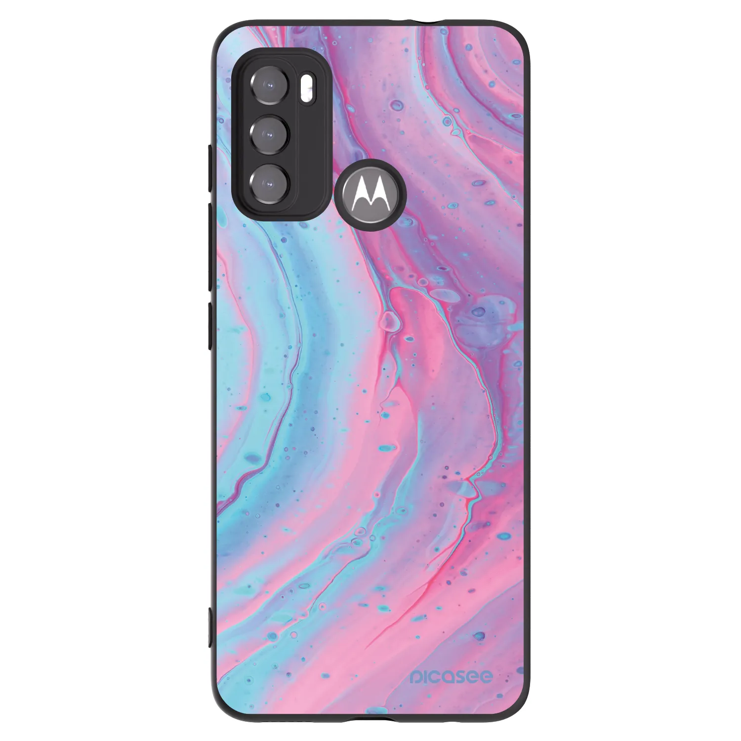 Picasee silikonový černý obal pro Motorola Moto G60 - Pink liquid