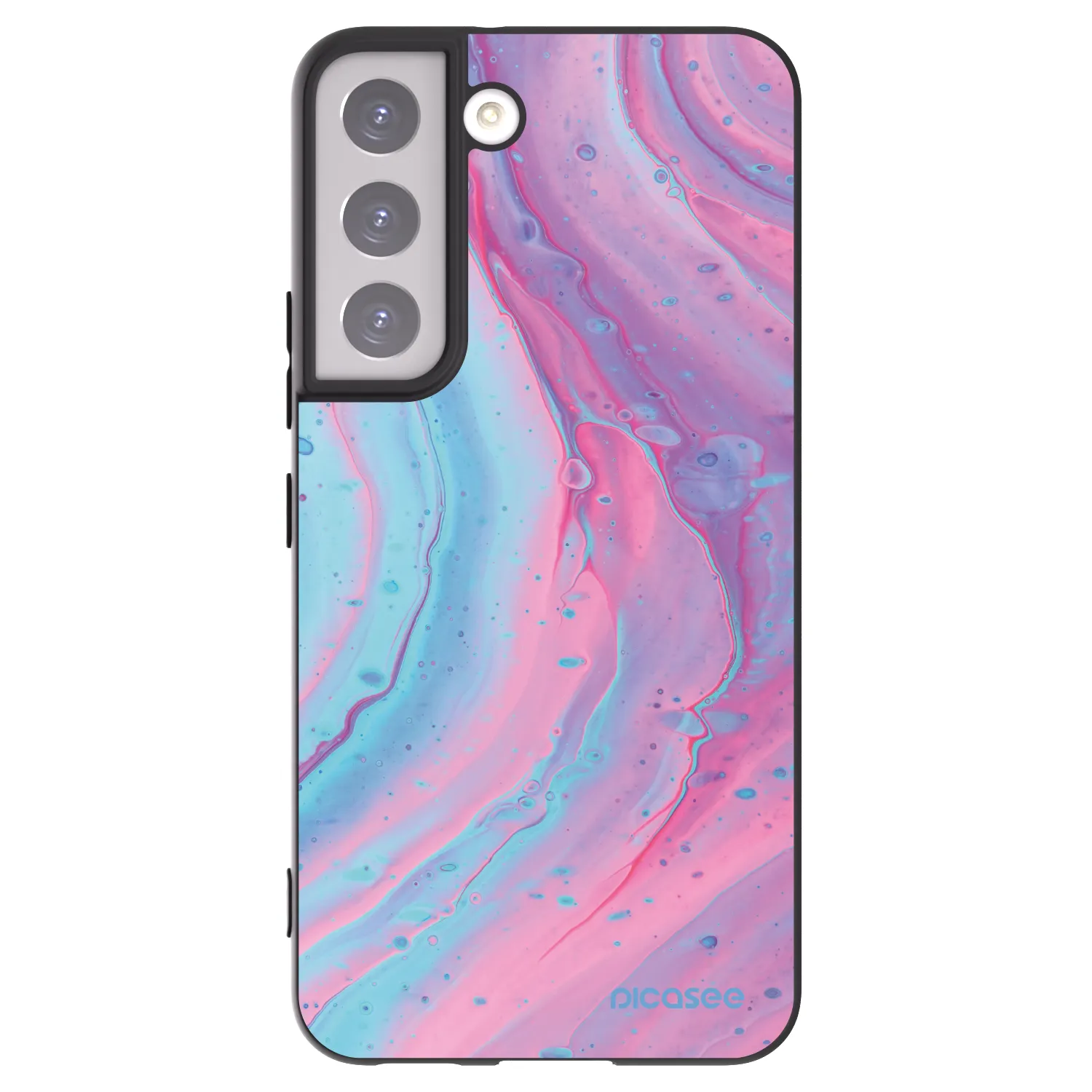 Picasee silikonový černý obal pro Samsung Galaxy S22 5G - Pink liquid