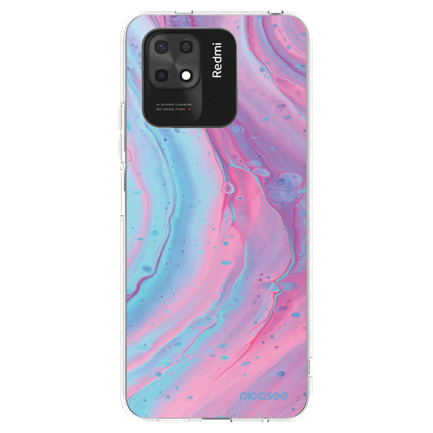Picasee silikonový průhledný obal pro Xiaomi Redmi 10C - Pink liquid