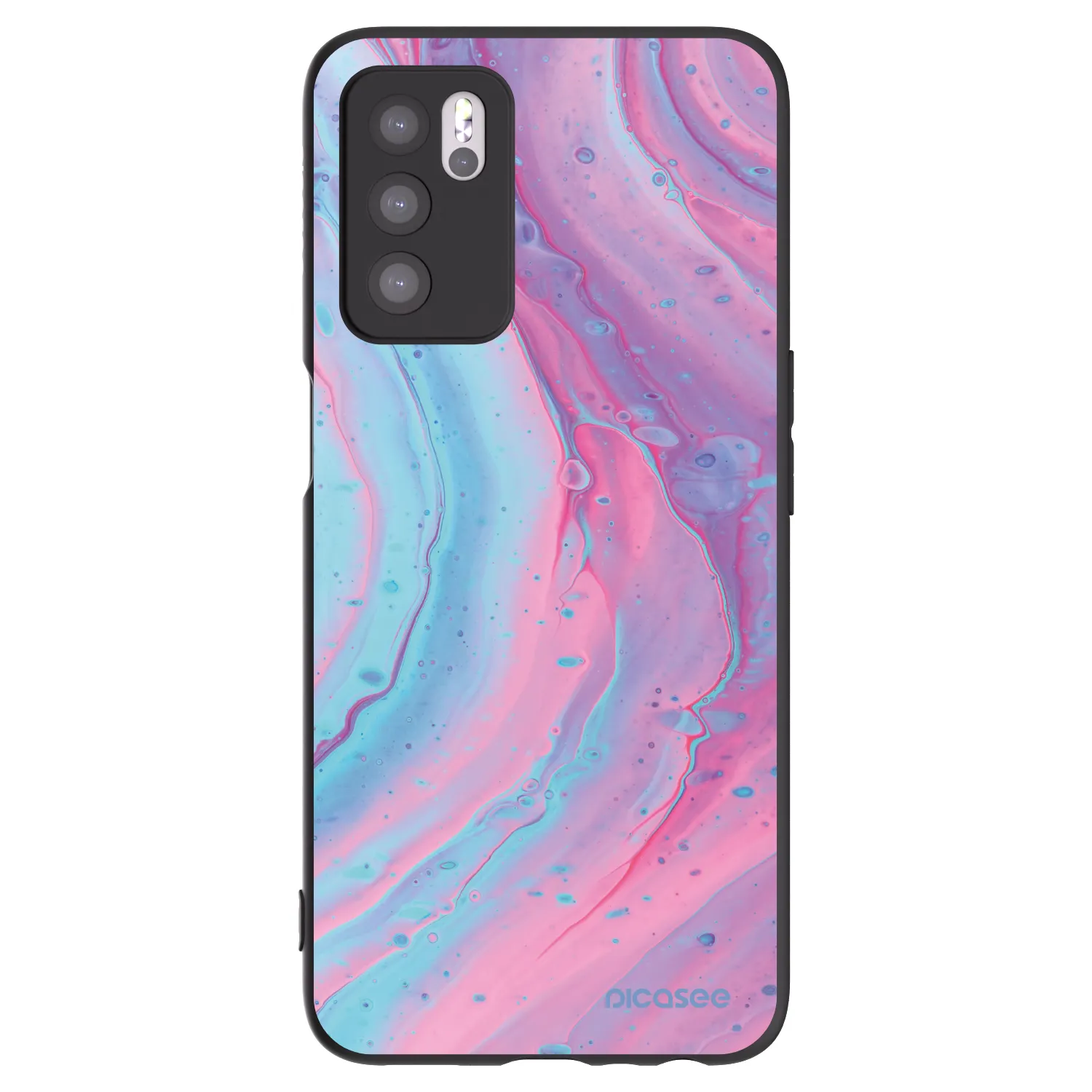 Picasee silikonový černý obal pro OPPO A16s - Pink liquid