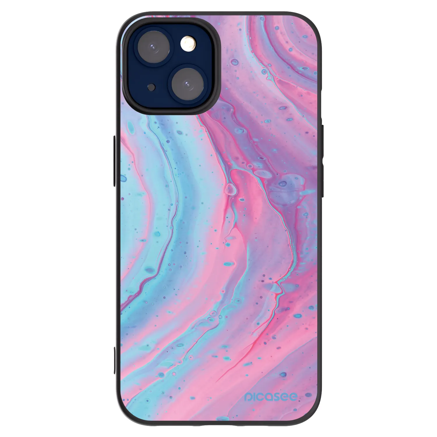 Picasee silikonový černý obal pro Apple iPhone 14 - Pink liquid