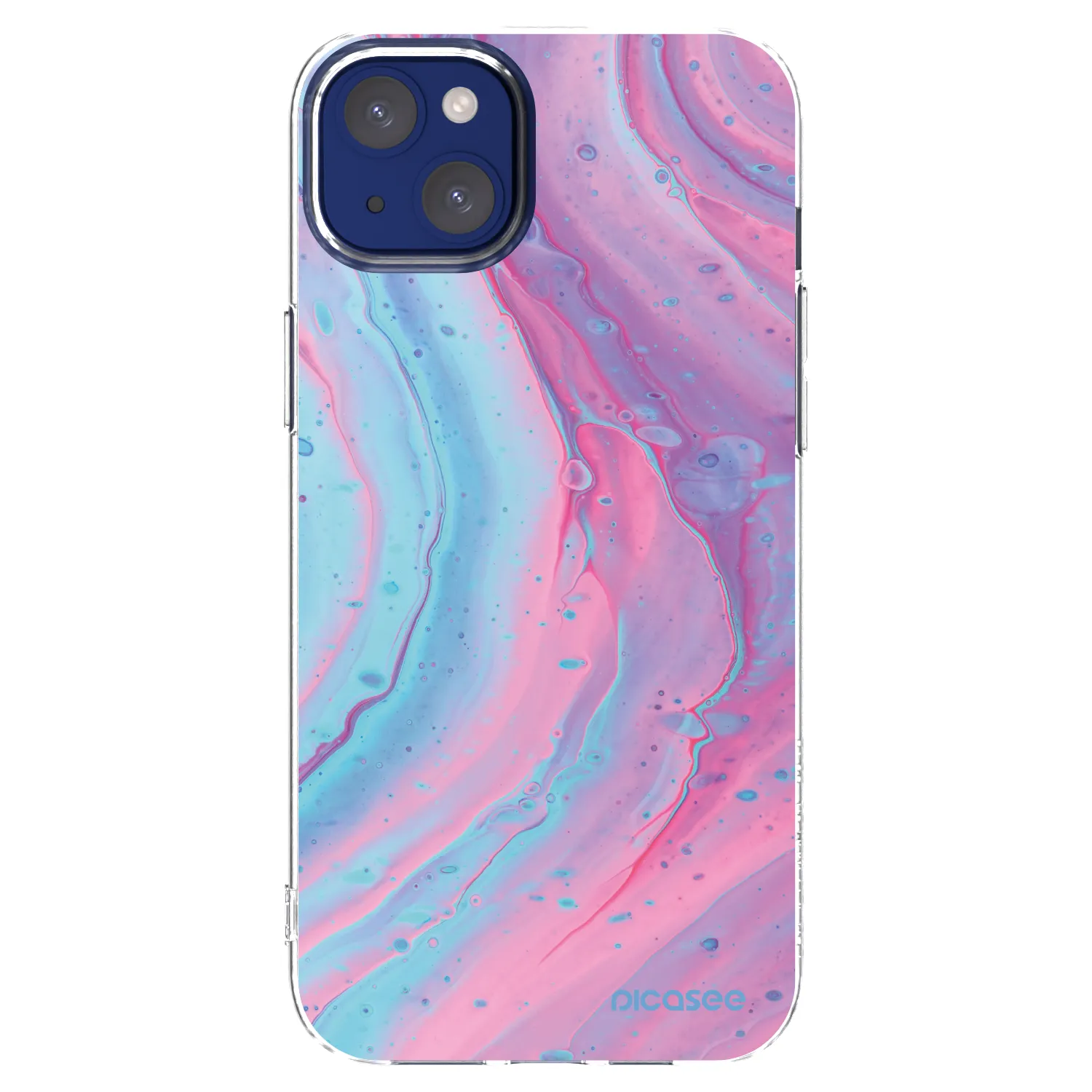 Picasee silikonový průhledný obal pro Apple iPhone 14 Plus - Pink liquid
