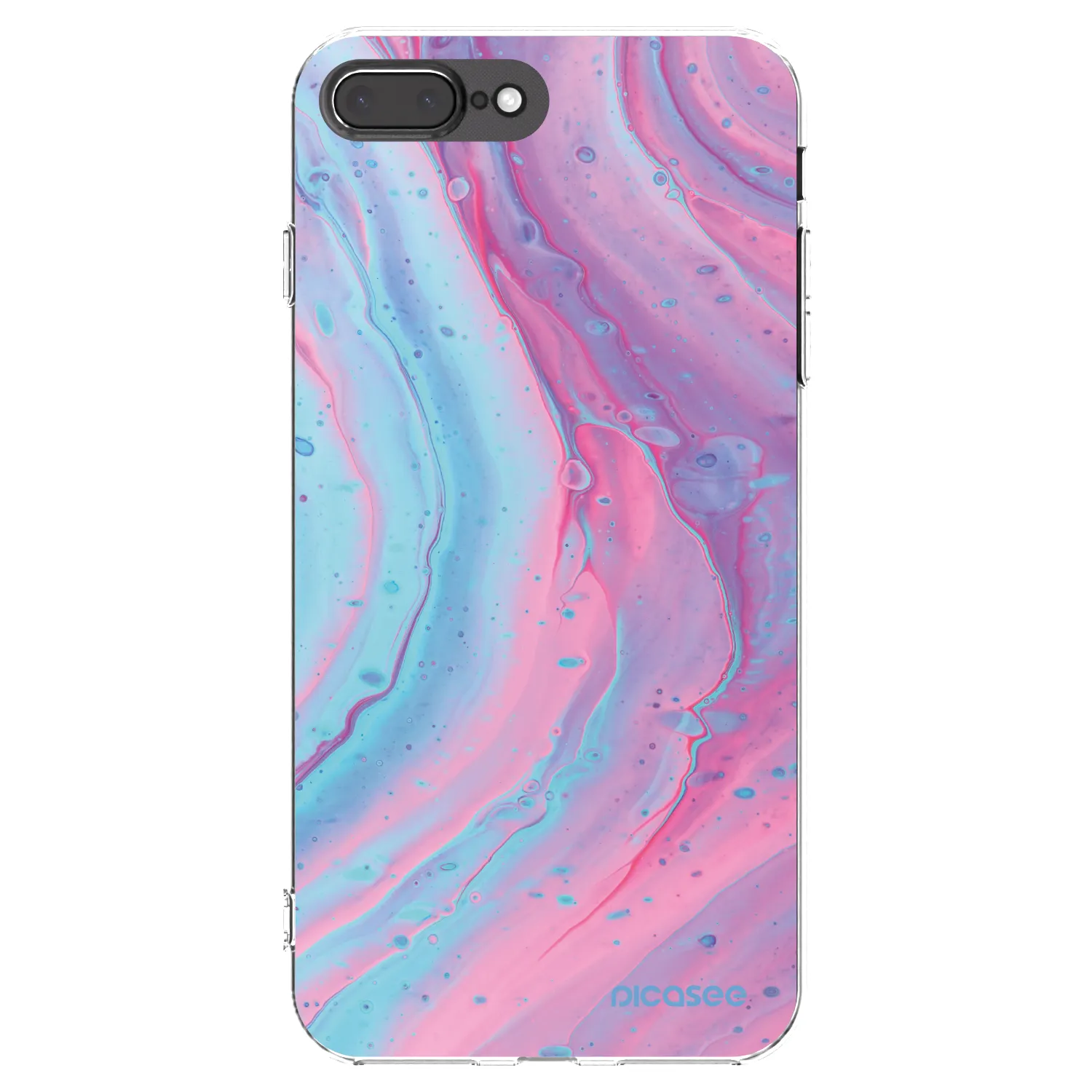 Picasee silikonový průhledný obal pro Apple iPhone 8 Plus - Pink liquid