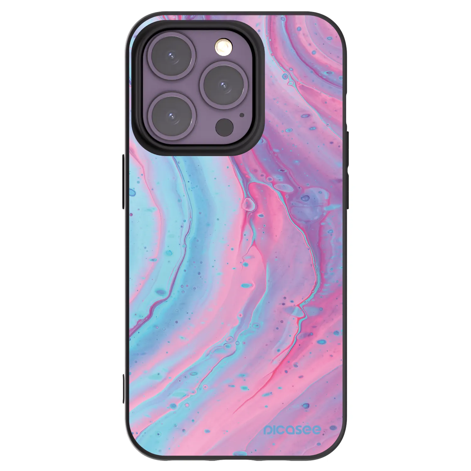 Picasee silikonový černý obal pro Apple iPhone 14 Pro - Pink liquid