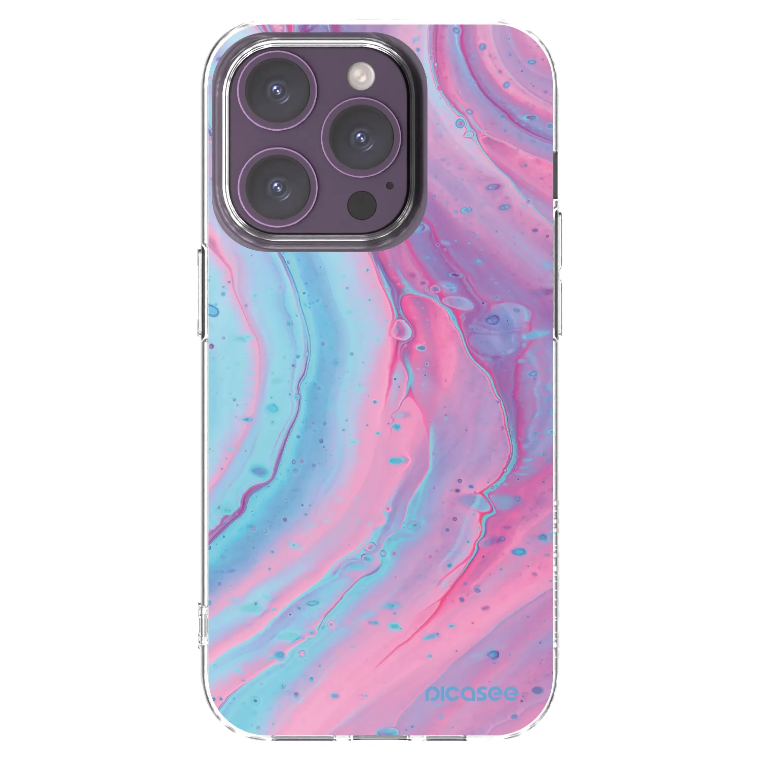 Picasee silikonový průhledný obal pro Apple iPhone 14 Pro - Pink liquid