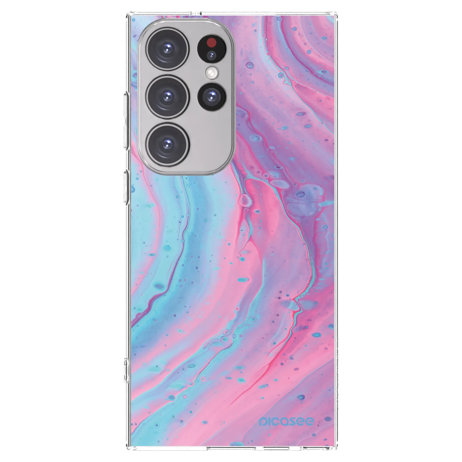 Picasee silikonový průhledný obal pro Samsung Galaxy S23 Ultra 5G - Pink liquid
