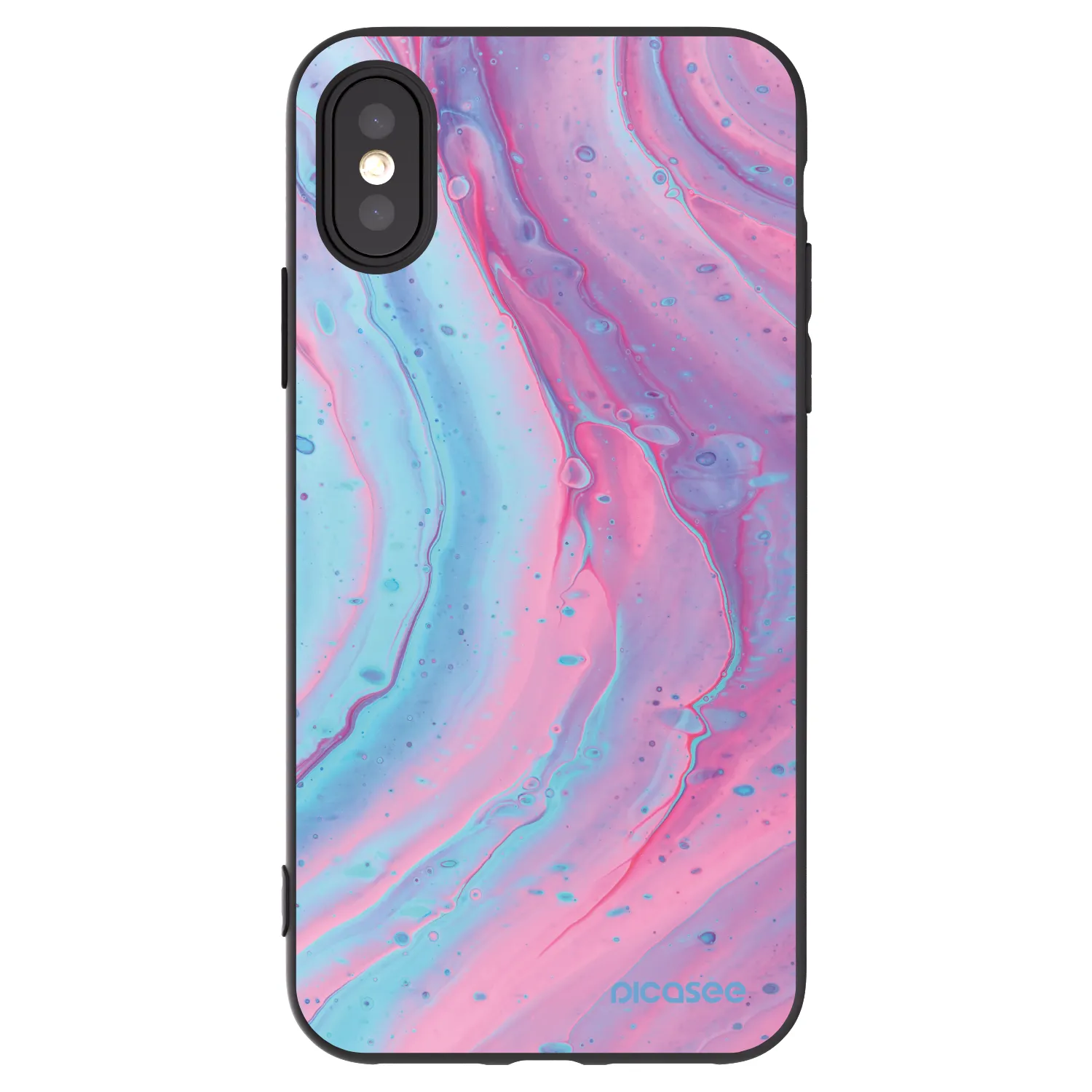 Picasee silikonový černý obal pro Apple iPhone X/XS - Pink liquid