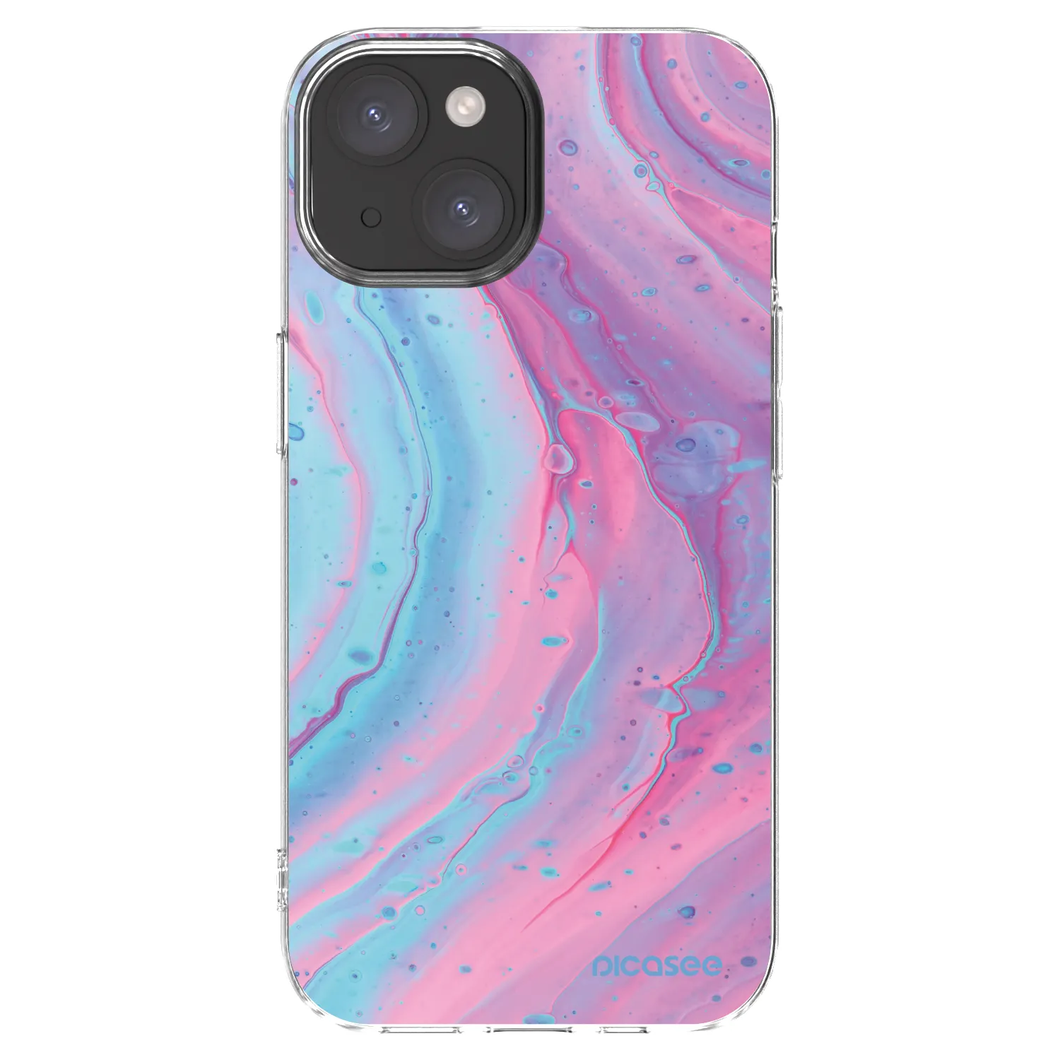 Picasee silikonový průhledný obal pro Apple iPhone 15 - Pink liquid