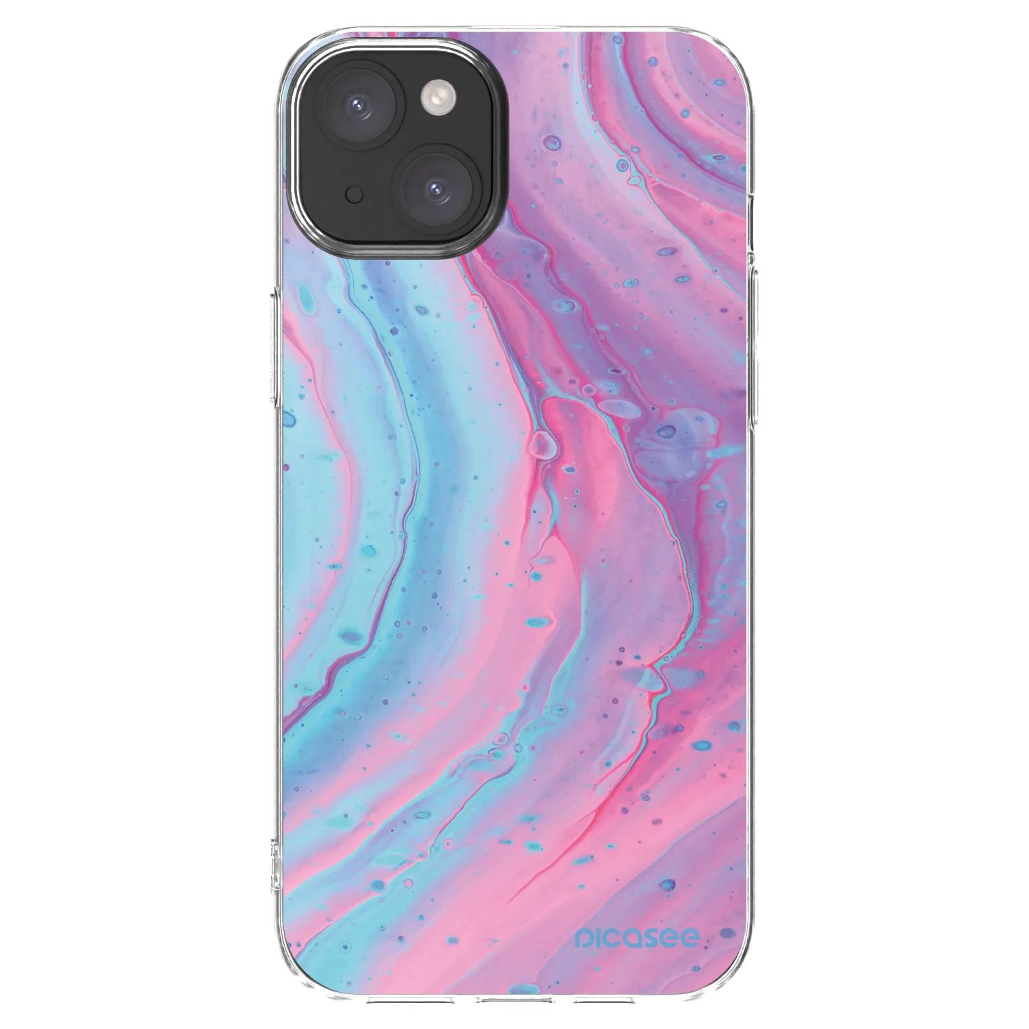 Picasee silikonový průhledný obal pro Apple iPhone 15 Plus - Pink liquid