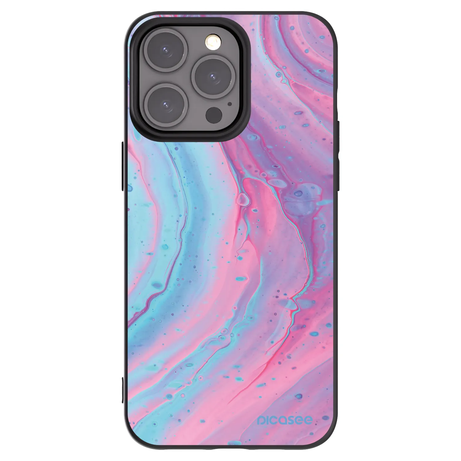 Picasee silikonový černý obal pro Apple iPhone 15 Pro Max - Pink liquid