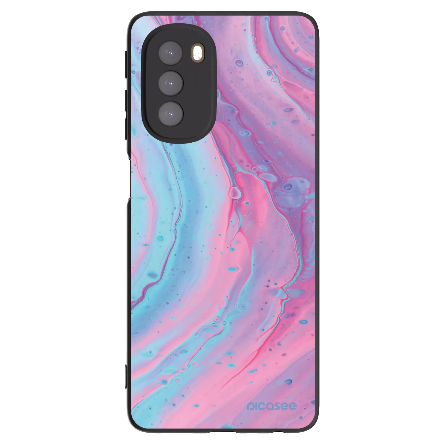 Picasee silikonový černý obal pro Motorola Moto G51 - Pink liquid