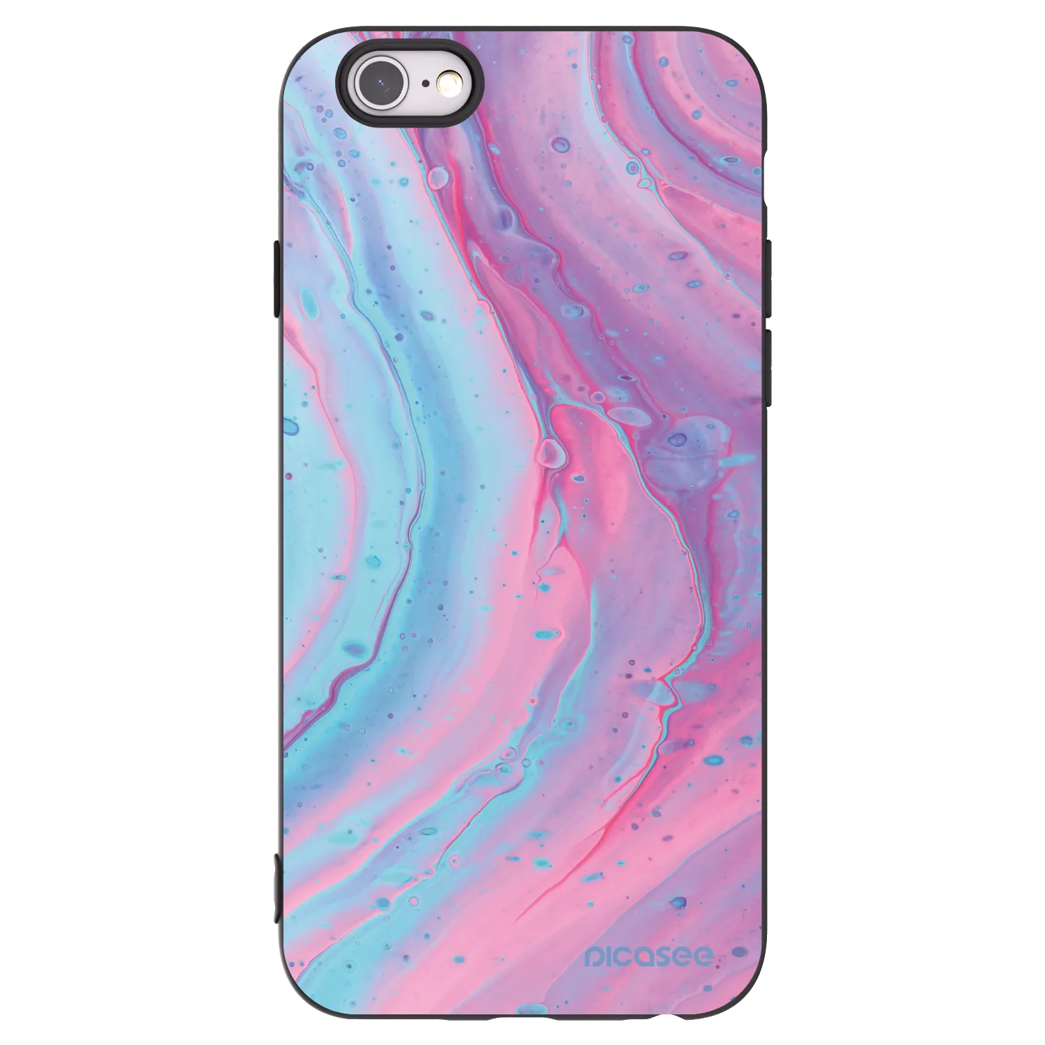Picasee silikonový černý obal pro Apple iPhone 6/6S - Pink liquid