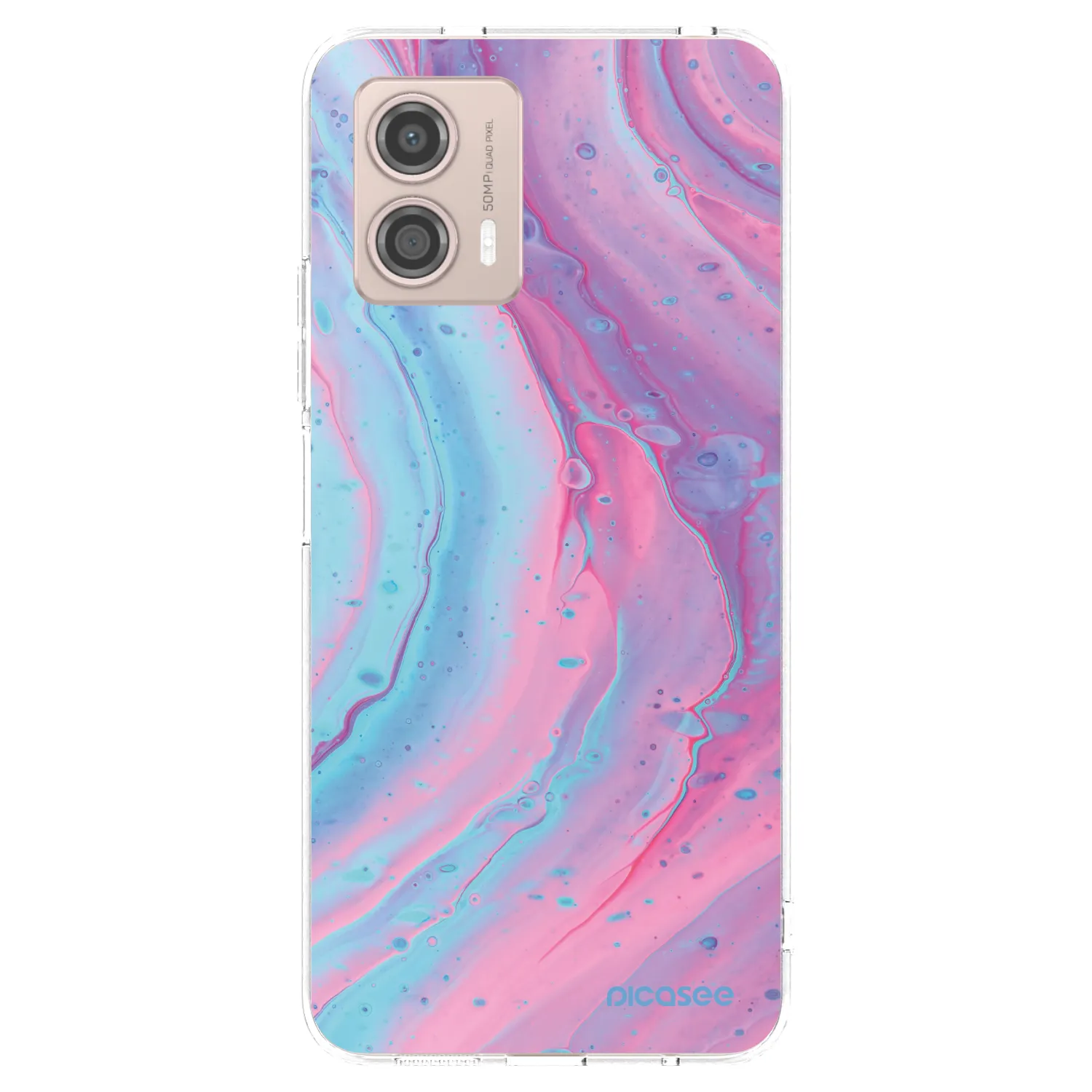 Picasee silikonový průhledný obal pro Motorola Moto G53 5G - Pink liquid