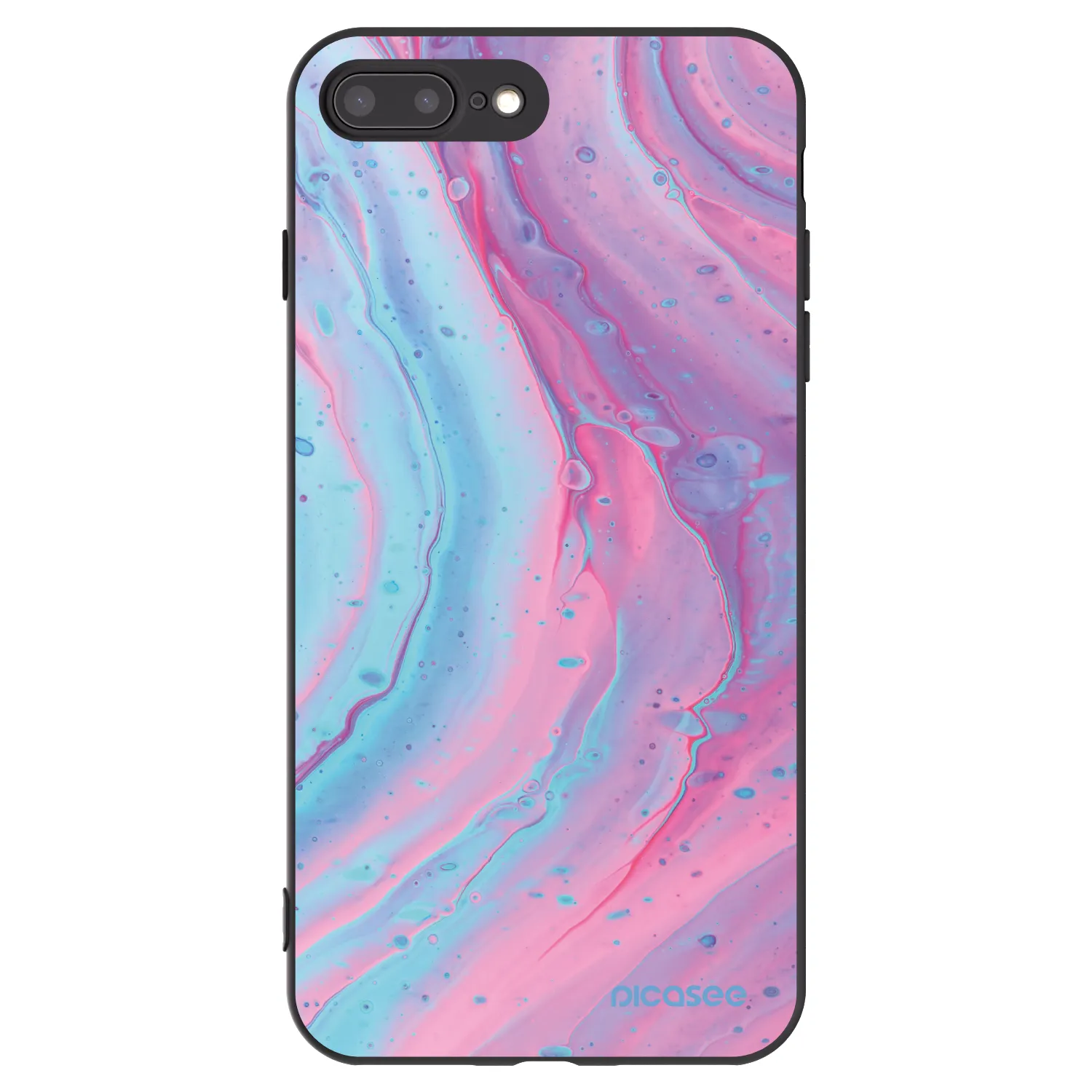 Picasee silikonový černý obal pro Apple iPhone 8 Plus - Pink liquid