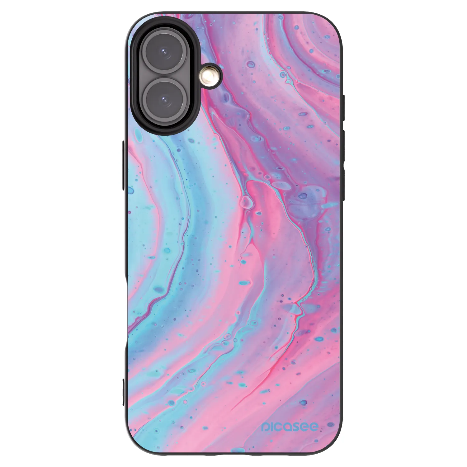 Picasee silikonový černý obal pro Apple iPhone 16 Plus - Pink liquid