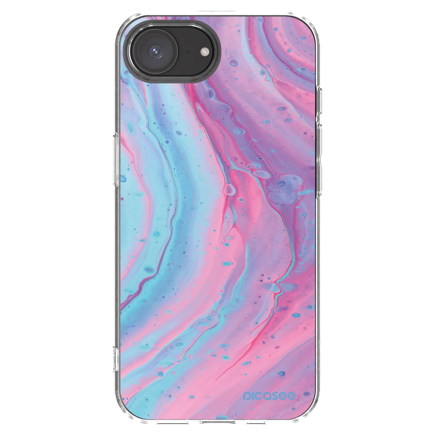 Picasee silikonový průhledný obal pro Apple iPhone 16e - Pink liquid