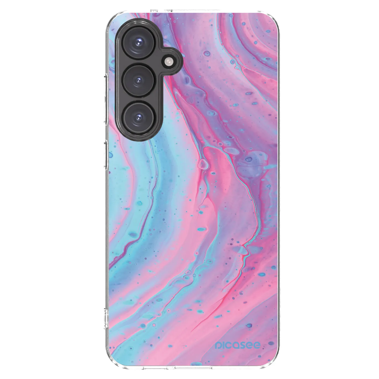 Picasee silikonový průhledný obal pro Samsung Galaxy S24 FE S721B - Pink liquid