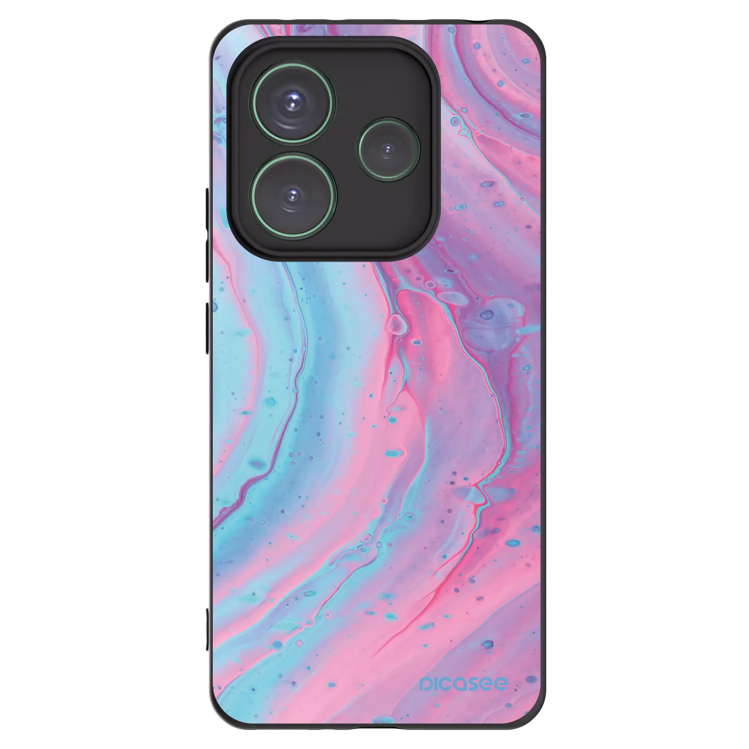 Picasee silikonový černý obal pro Xiaomi Redmi Note 14 5G - Pink liquid