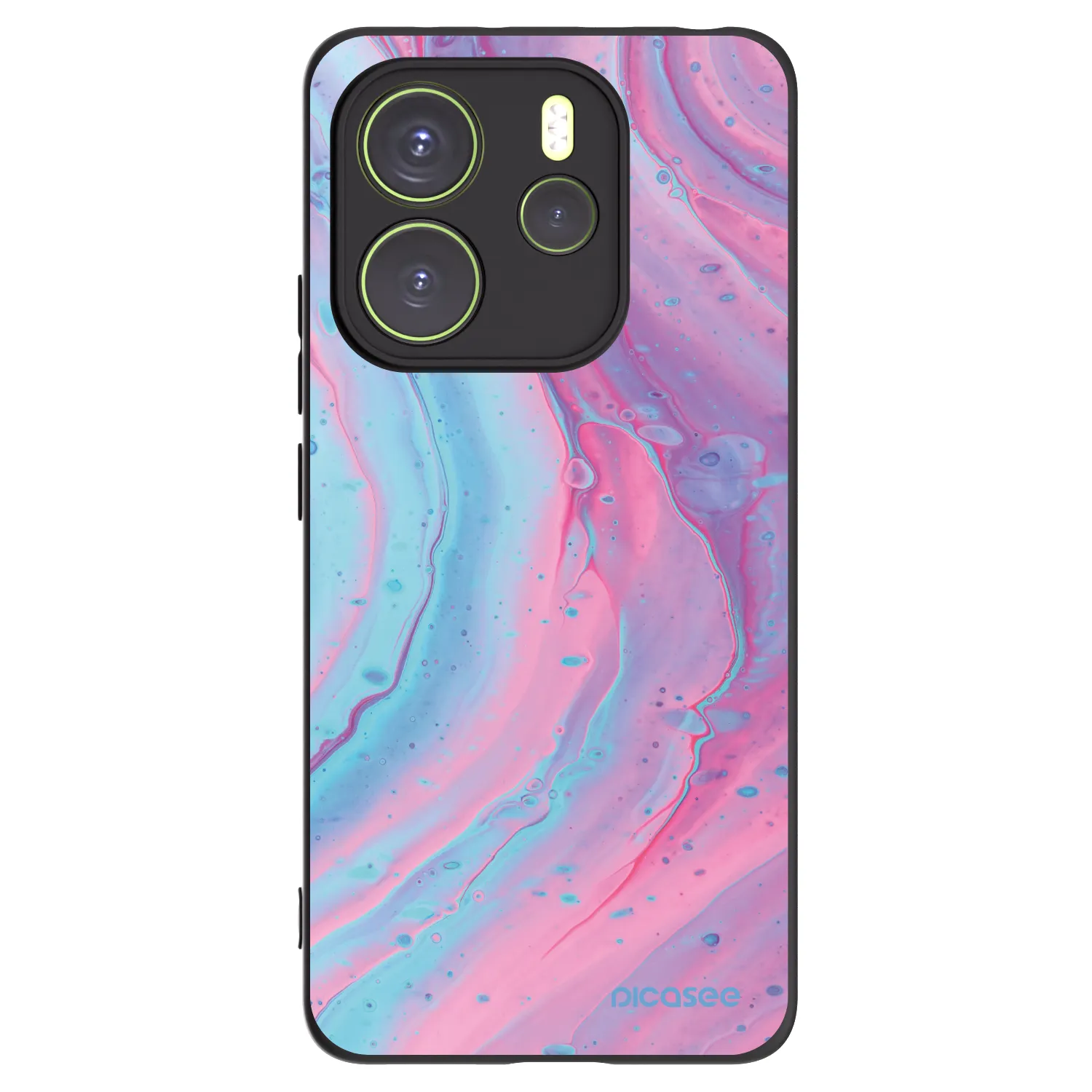 Picasee silikonový černý obal pro Xiaomi Redmi Note 14 4G - Pink liquid