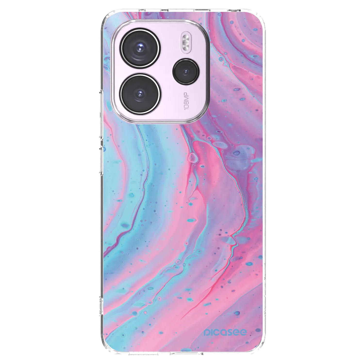 Picasee silikonový průhledný obal pro Xiaomi Redmi Note 14 4G - Pink liquid
