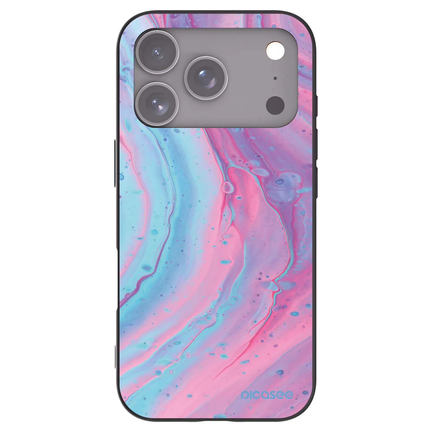 Picasee silikonový černý obal pro Apple iPhone 17 Pro - Pink liquid