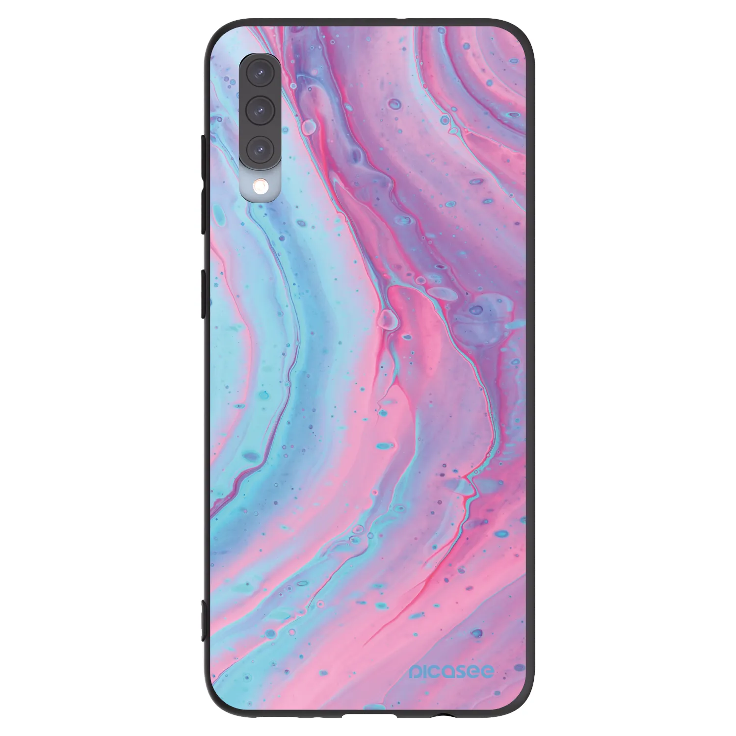 Picasee silikonový černý obal pro Samsung Galaxy A70 A705F - Pink liquid