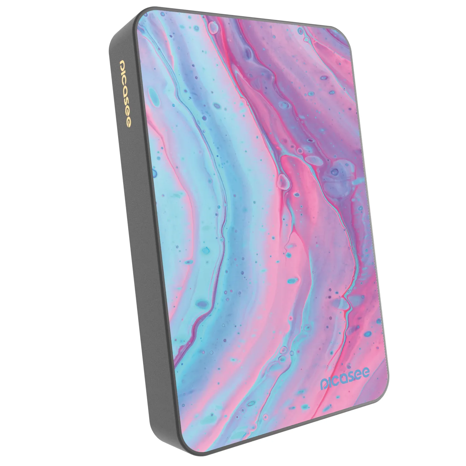 Picasee Powerbanka s MagSafe 10 000 mAh Šedá - Pink liquid