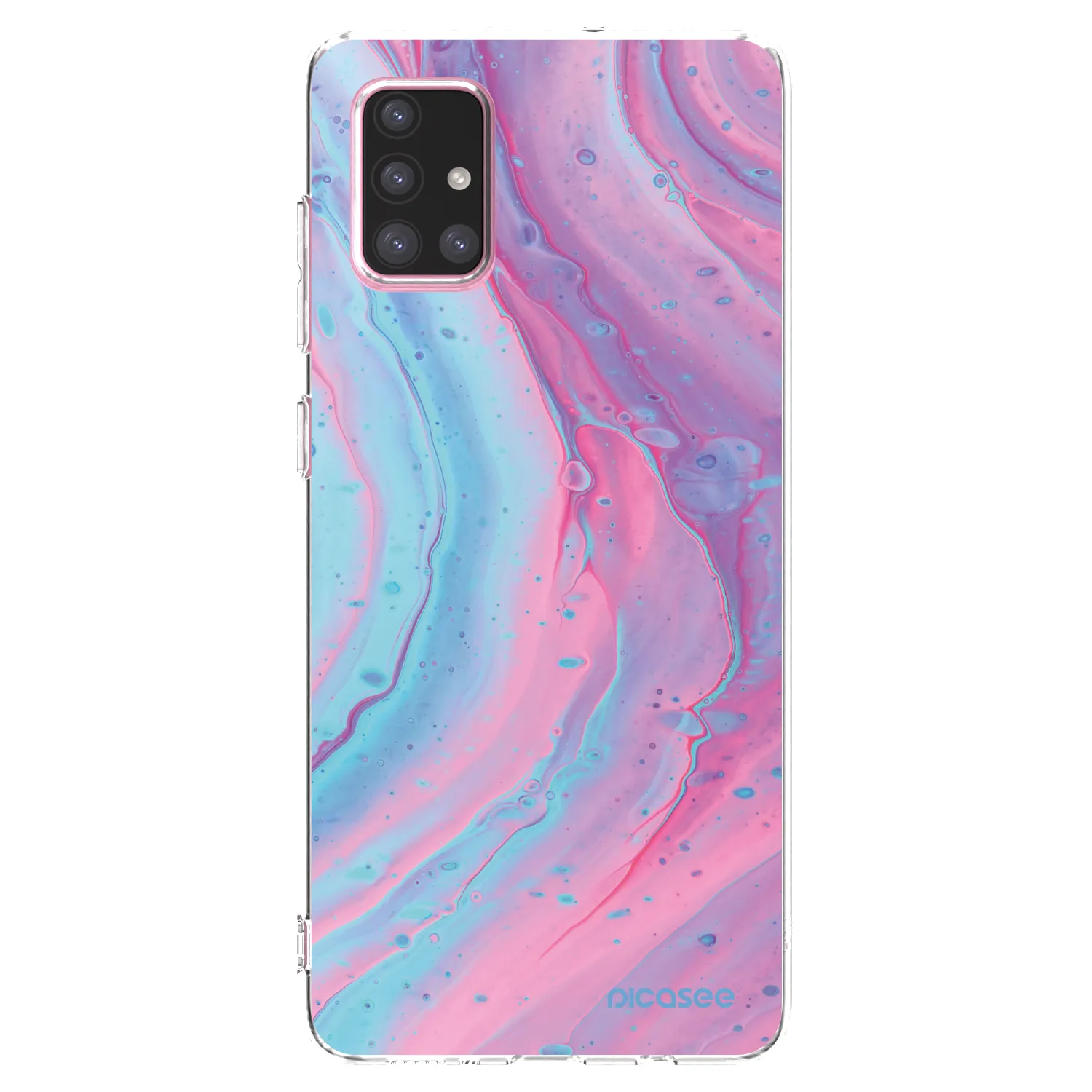 Picasee silikonový průhledný obal pro Samsung Galaxy A71 A715F - Pink liquid