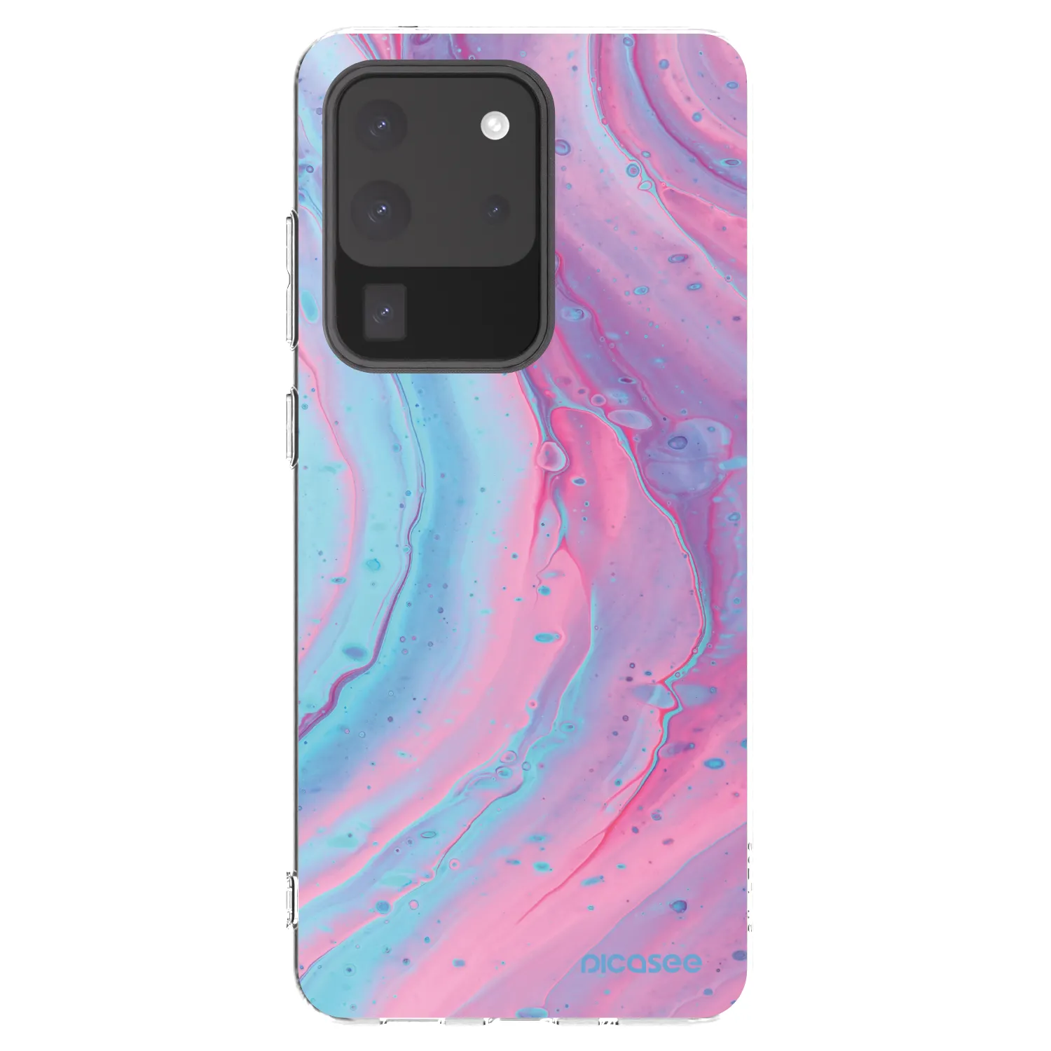 Picasee silikonový průhledný obal pro Samsung Galaxy S20 Ultra 5G G988F - Pink liquid
