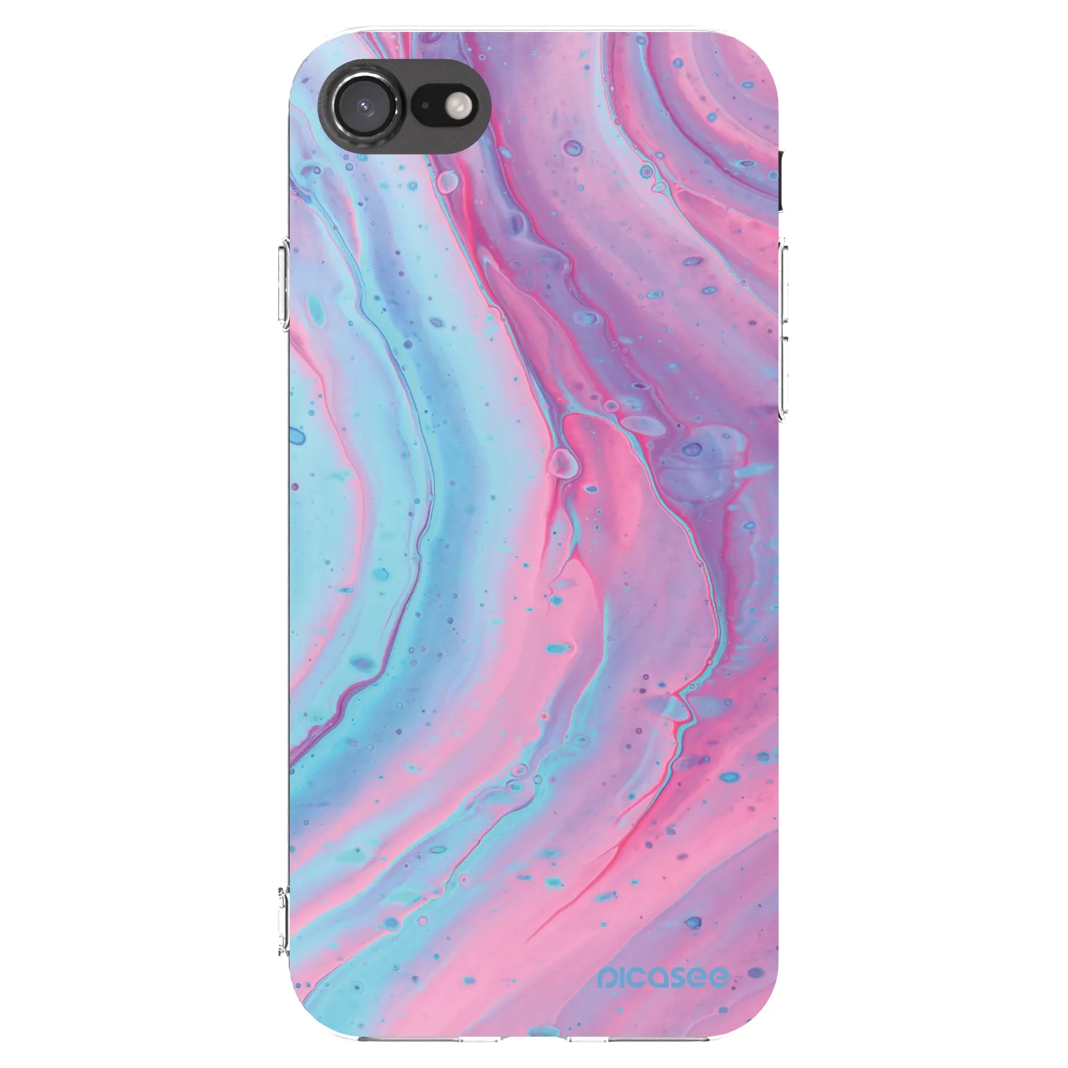 Picasee silikonový průhledný obal pro Apple iPhone SE 2020 - Pink liquid