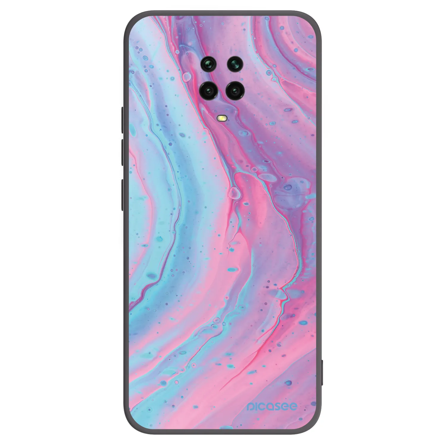 Picasee silikonový černý obal pro Xiaomi Redmi Note 9 Pro - Pink liquid