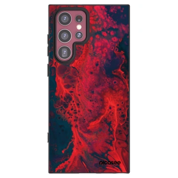Picasee silikonový černý obal pro Samsung Galaxy S22 Ultra 5G - Organic red