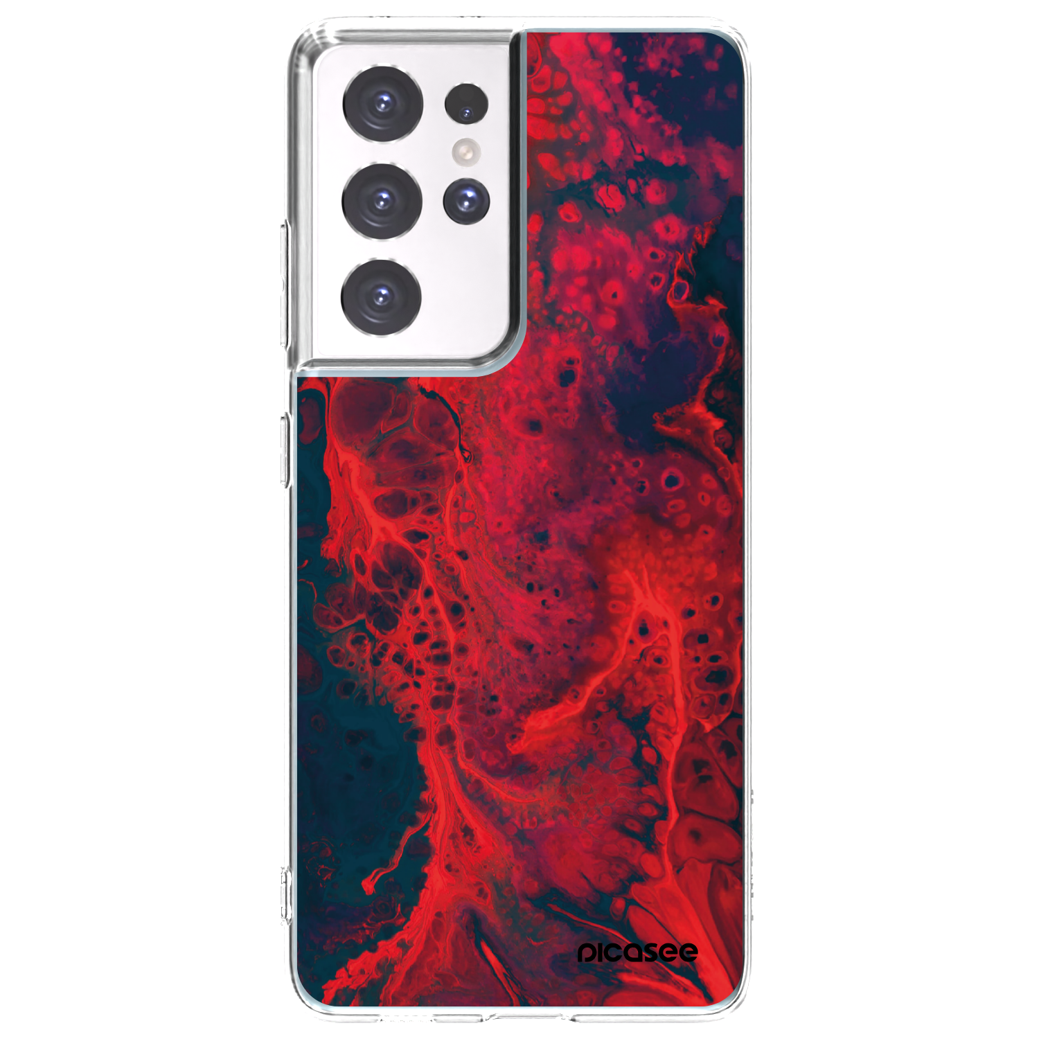 Picasee silikonový průhledný obal pro Samsung Galaxy S21 Ultra 5G G998B - Organic red