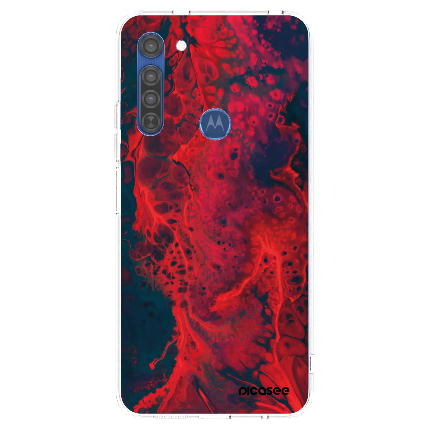 Picasee silikonový průhledný obal pro Motorola Moto G8 - Organic red