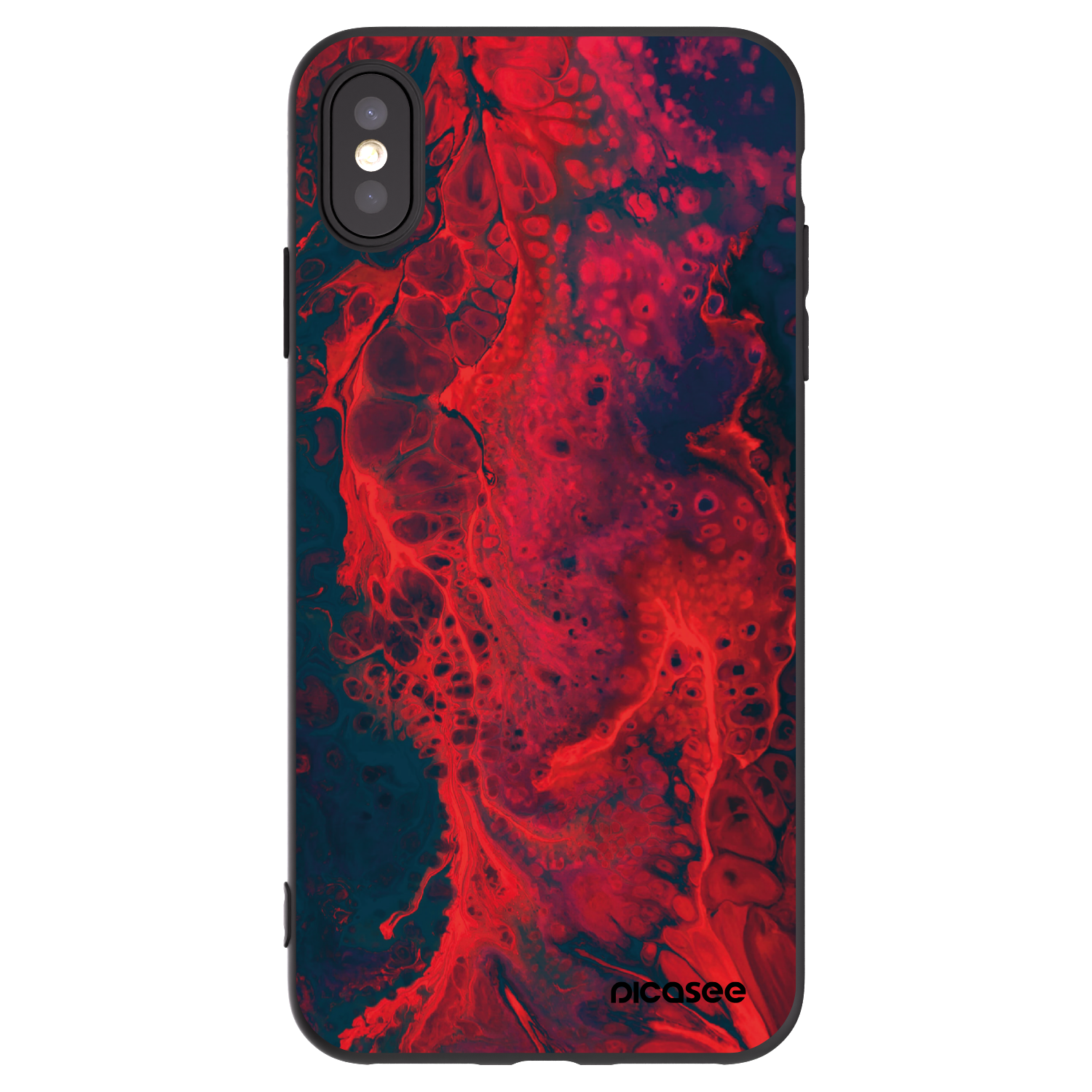 Picasee silikonový černý obal pro Apple iPhone XS Max - Organic red