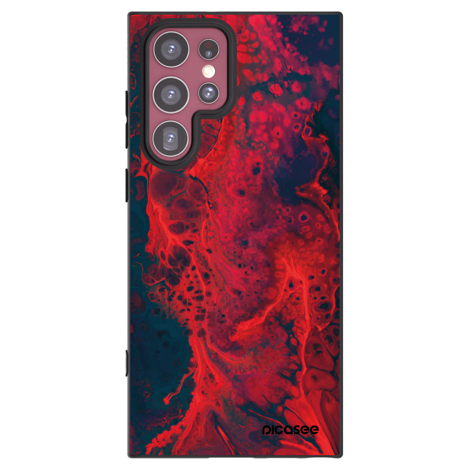 Picasee silikonový černý obal pro Samsung Galaxy S22 Ultra 5G - Organic red