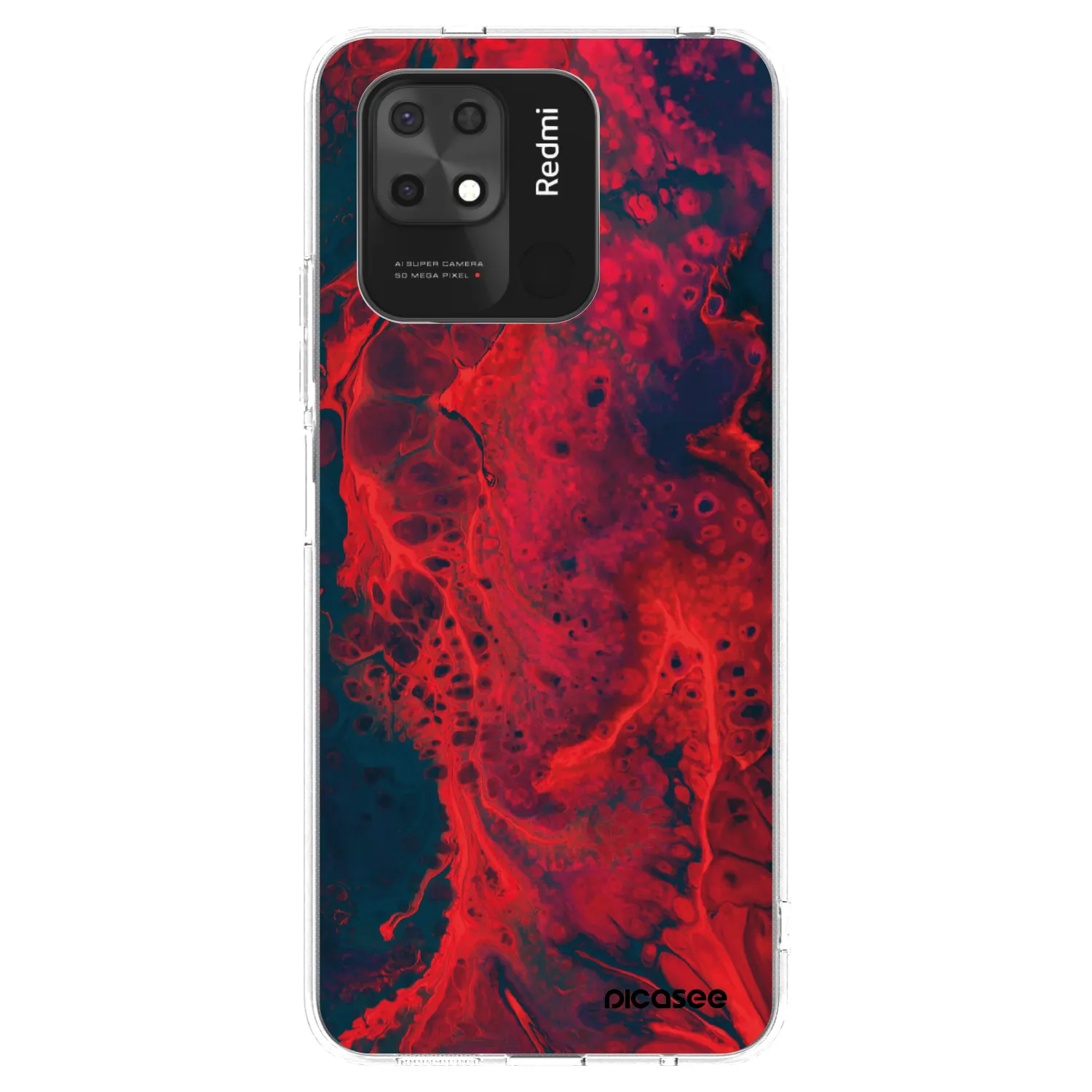 Picasee silikonový průhledný obal pro Xiaomi Redmi 10C - Organic red