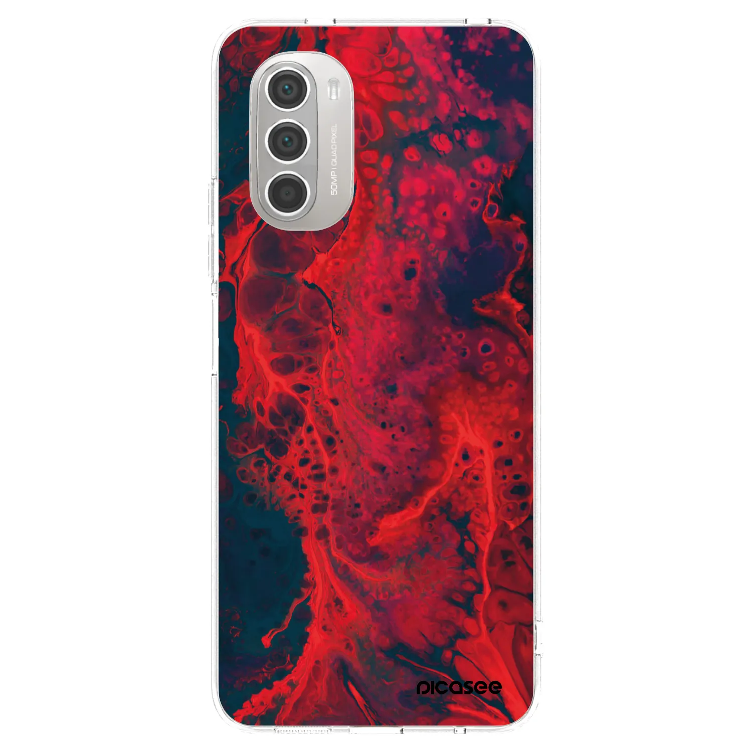 Picasee silikonový průhledný obal pro Motorola Moto G51 - Organic red
