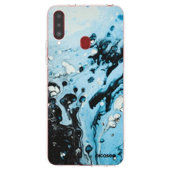 Picasee silikonový průhledný obal pro Samsung Galaxy A20s - Organic blue