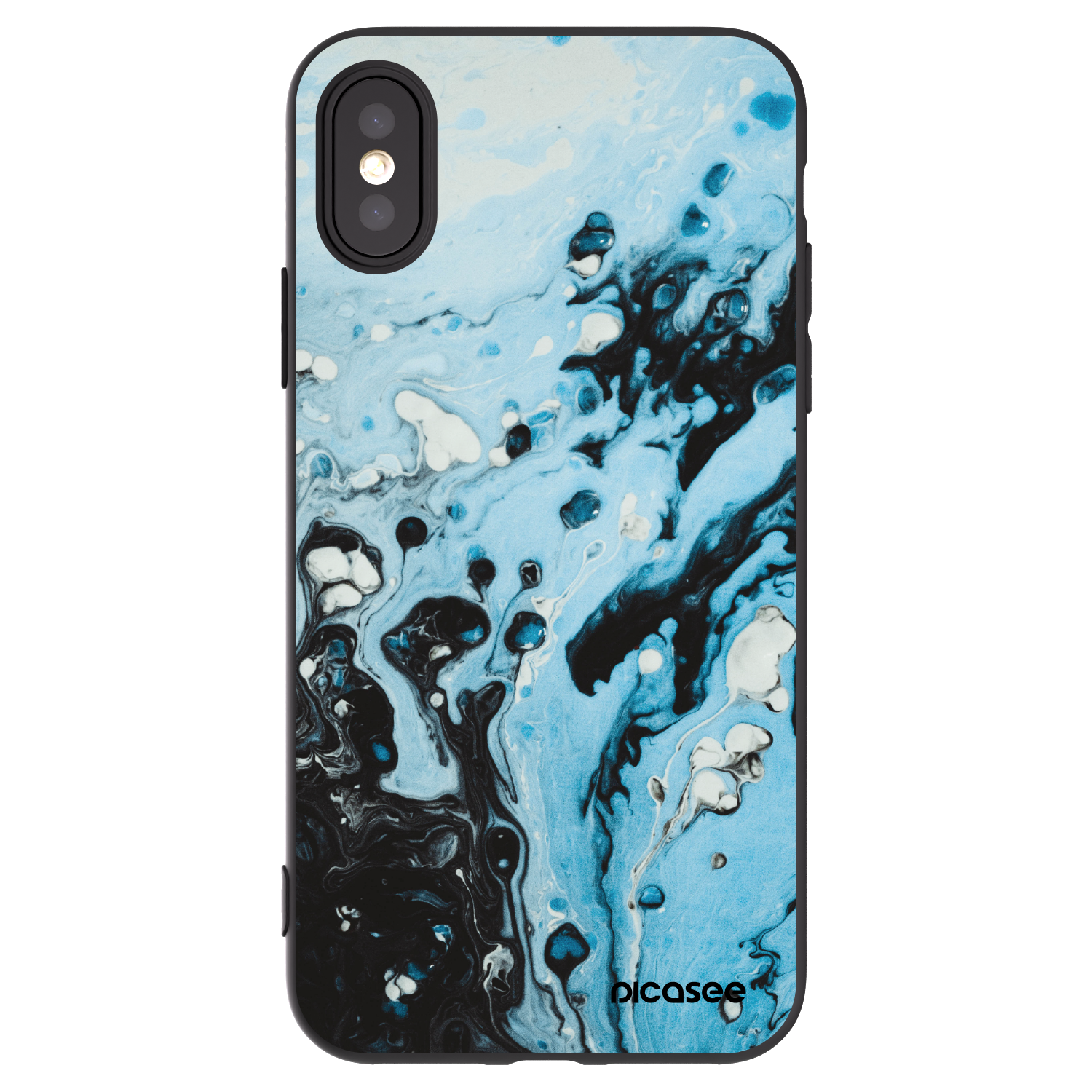 Picasee silikonový černý obal pro Apple iPhone X/XS - Organic blue
