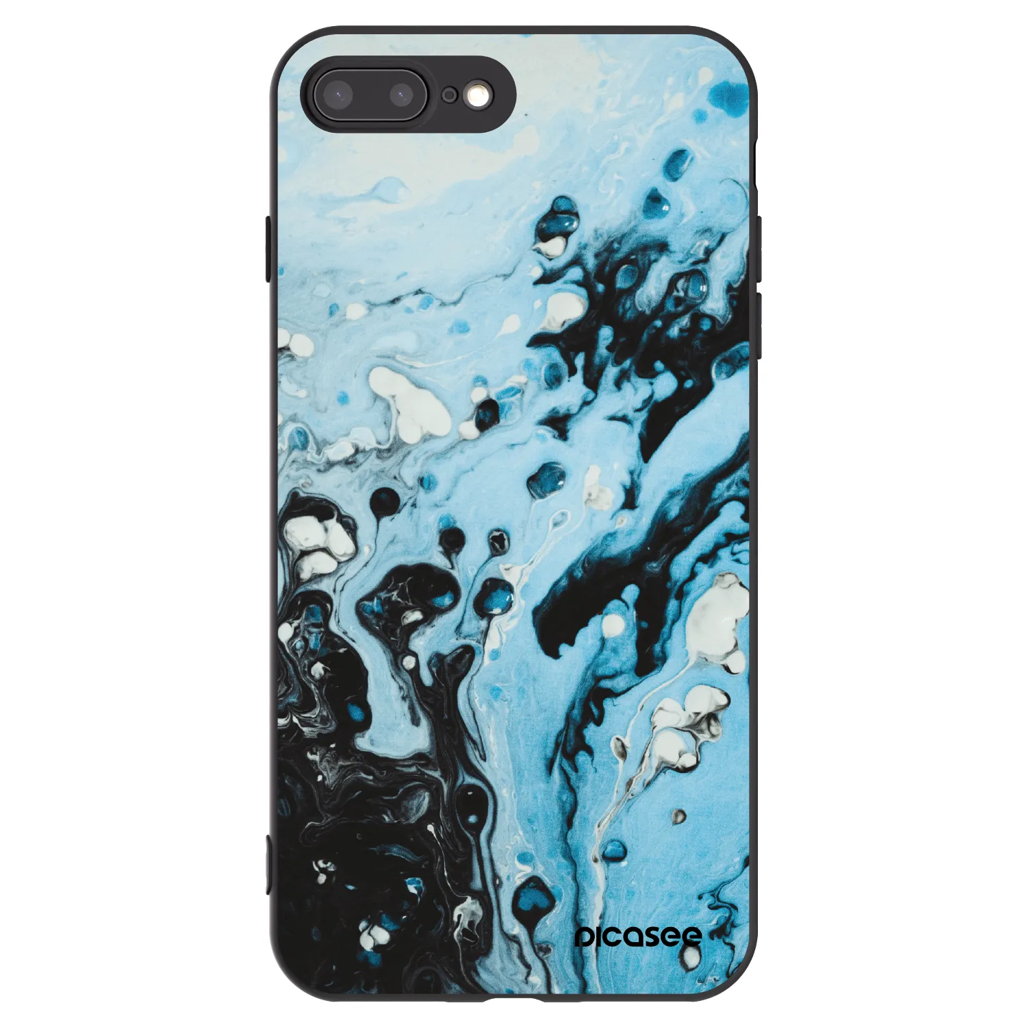 Picasee silikonový černý obal pro Apple iPhone 7 Plus - Organic blue