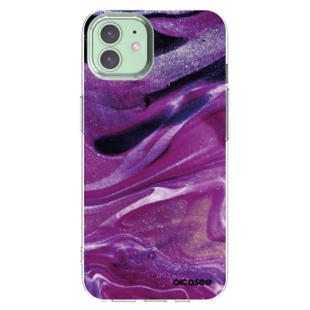 Picasee silikonový průhledný obal pro Apple iPhone 12 - Purple glitter