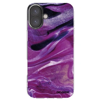 Picasee silikonový průhledný obal pro Apple iPhone 16 Plus - Purple glitter