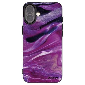 Picasee silikonový černý obal pro Apple iPhone 16 Plus - Purple glitter